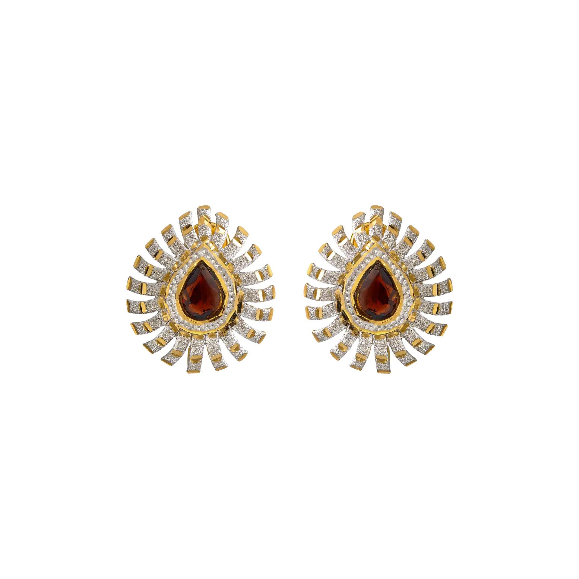 Red Stone Gold Studs - product media